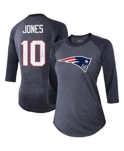 Majestic Women's  Threads Mac Jones Navy New England Patriots Player Name And Number Raglan Tri-blend
