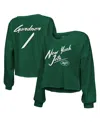Majestic Women's  Threads Sauce Gardner Green New York Jets Name And Number Off-shoulder Script Cropp In Green