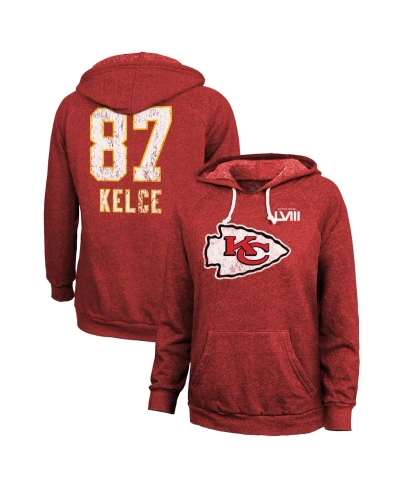 Majestic Threads Travis Kelce Red Kansas City Chiefs Super Bowl Lviii Player Name & Number Tri-blend