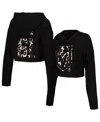Majestic Women's Mark Stone Black Vegas Golden Knights Leopard Print Name Number Cropped Pullover Hoodie In Black