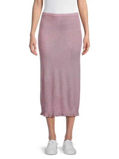 Majestic Women's Metallic Ribbed Midi-skirt In Pink