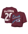 Majestic Women's Nathan Mackinnon Maroon Colorado Avalanche Behind The Net Boxy Name Number Cropped T-shirt In Maroon