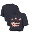 Majestic Women's Navy Detroit Tigers Boxy Crop T-shirt In Blue