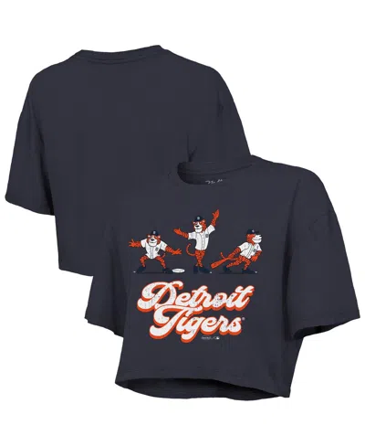 Majestic Women's Navy Detroit Tigers Boxy Crop T-shirt In Blue