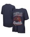 Majestic Women's Navy Detroit Tigers Oversized First Base T-shirt In Blue