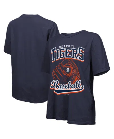 Majestic Women's Navy Detroit Tigers Oversized First Base T-shirt In Blue