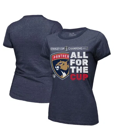 Majestic Women's Navy Florida Panthers 2024 Stanley Cup Champions Tri-blend Ringer T-shirt