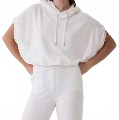Majestic Women's Organic Cotton Terry Short Sleeve Hoodie In Milk In White