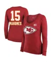 Majestic Women's Patrick Mahomes Red Kansas City Chiefs Super Bowl Lix Player Name Number Tri-blend Long Slee In Red