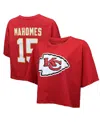 Majestic Women's Patrick Mahomes Red Kansas City Chiefs Swarovski Crystals Boxy Cropped Name Number T-shirt In Multi