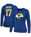 Majestic Women's Puka Nacua Royal Los Angeles Rams Player Name Number Long Sleeve T-shirt In Royal