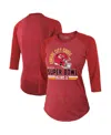 Majestic Women's Red Kansas City Chiefs Super Bowl Lix Hard Count Tri-blend Raglan 3/4-sleeve T-shirt In Red