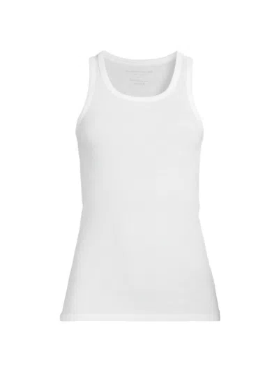 Majestic Women's Rib-knit Cotton-blend Scoopneck Tank Top In White