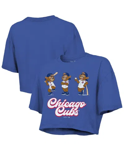 Majestic Threads Royal Chicago Cubs Boxy Crop T-shirt In Blue