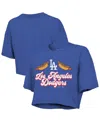 Majestic Threads Royal Los Angeles Dodgers Boxy Crop T-shirt In Blue