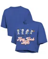 Majestic Threads Royal New York Mets Boxy Crop T-shirt In Blue