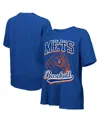 Majestic Women's Royal New York Mets Oversized First Base T-shirt In Blue