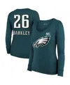 Majestic Women's Saquon Barkley Midnight Green Philadelphia Eagles Super Bowl Lix Player Name Number Tri-blen In Midnight Green