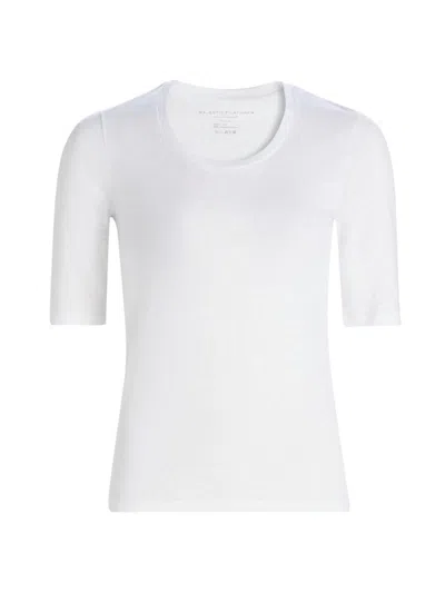 Majestic Women's Scoopneck Stretch Linen Top In Blanc