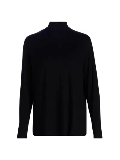 Majestic Women's Soft Touch Back Pleat Turtleneck Sweater In Black