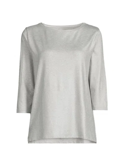 Majestic Women's Soft Touch Metallic Boatneck T-shirt In Gray