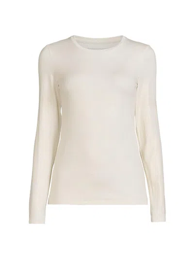Majestic Women's Soft Touch Metallic Crewneck Top In White