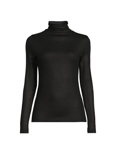 Majestic Women's Soft Touch Metallic Turtleneck Top In Black