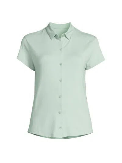 Majestic Women's Soft Touch Pleated Back Shirt In Green