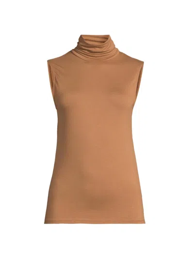 Majestic Women's Soft Touch Sleeveless Turtleneck In Brown