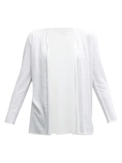 Majestic Women's Stretch Linen Open-front Cardigan In White