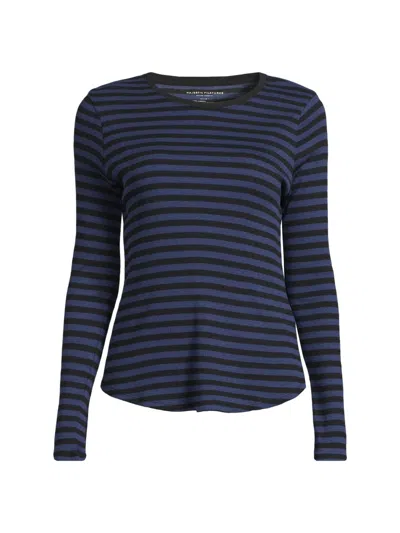 Majestic Women's Striped Long-sleeved Crewneck T-shirt In Blue