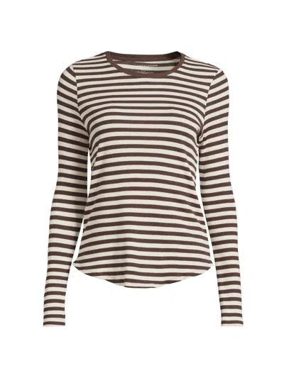 Majestic Women's Striped Long-sleeved Crewneck T-shirt In Neutral