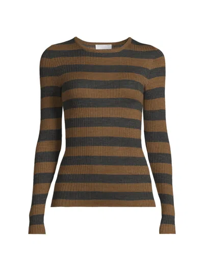Majestic Women's Striped Merino Wool Long-sleeve Top In Multi