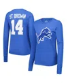 Majestic Women's Threads Amon-ra St. Brown Blue Detroit Lions Player Name Number Long Sleeve T-shirt In Blue
