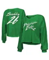 Majestic Women's Threads Saquon Barkley Kelly Green Philadelphia Eagles Name Number Off-shoulder Script Cropp In Kelly Gree