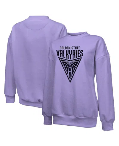 MAJESTIC WOMEN'S VIOLET GOLDEN STATE VALKYRIES PRIMARY LOGO DROP SHOULDER TRI-BLEND PULLOVER SWEATSHIRT