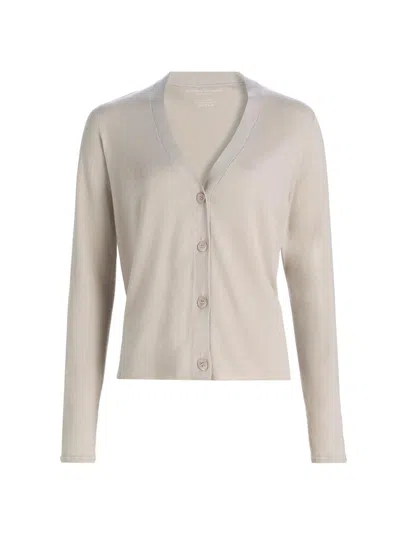 Majestic Women's V-neck Knit Cardigan In White