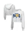Majestic Women's White Indiana Pacers Tri-blend Cropped Pullover Hoodie