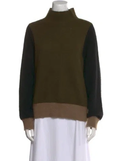 Pre-owned Majestic Wool Colorblock Pattern Sweater In Green