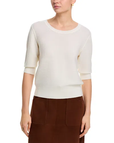 Majestic Wool Elbow Sleeve Sweater In White