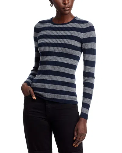Majestic Wool Striped Long Sleeve Sweater In Blue