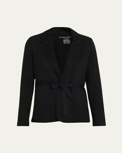 Majestic Wrap-front French Terry Blazer In Black