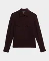 Majestic Zip-front French Terry Shirt Jacket In Brown