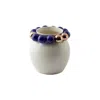 Maji Atelier Blue / Gold / Neutrals Cosmos Porcelain Vase, Gold - Dark Blue Detail In White