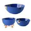 Maji Atelier Gold / Blue Cosmopolitan & Lion Foot Bowl – Porcelain Serving Set , Dark Blue In Multi