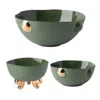 Maji Atelier Gold / Green Cosmopolitan & Lion Foot Bowl – Porcelain Serving Set , Green In Multi