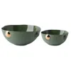 Maji Atelier Gold / Neutrals Cosmopolitan Porcelain Bowl Duo – Green, Small & Large In Gold