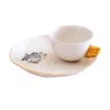 Maji Atelier Gold / Neutrals Volans Cup & Nuaj Angel Mother Plate Porcelain Set In Gold