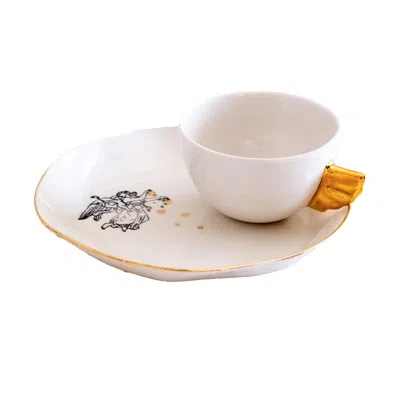 Maji Atelier Gold / Neutrals Volans Cup & Nuaj Angel Mother Plate Porcelain Set