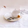 Maji Atelier Gold / Neutrals Volans Cup & Nuaj Column Plate Porcelain Set In Gold